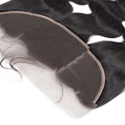 Hair extension with a lace front on a white background